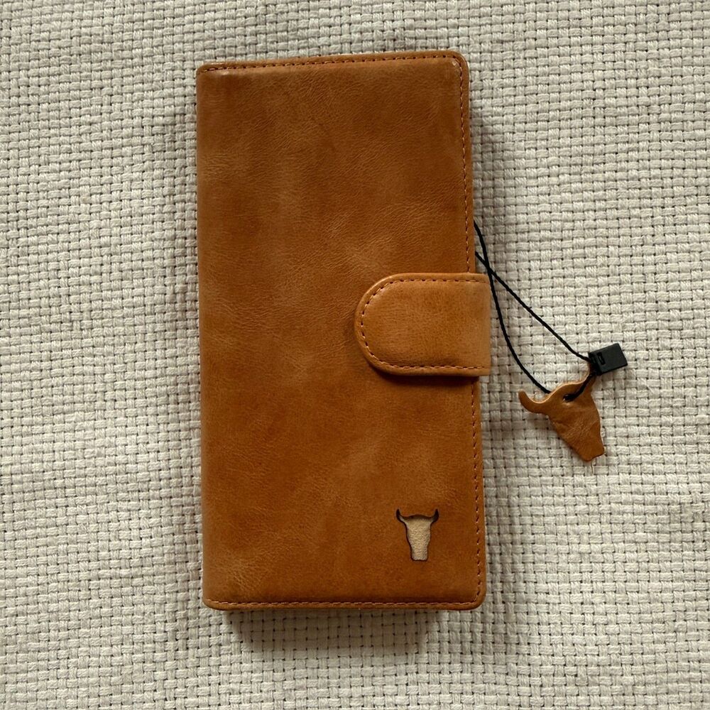 TORRO Tan Leather Wallet Phone Case with Card Slots and Magnetic Closure